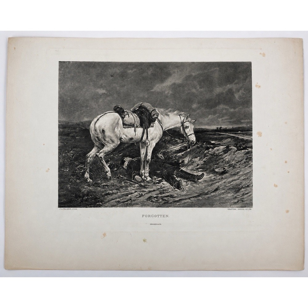 Antique 1888 Forgotten James A Walker Photogravure Print Goupil Gebbie‎ Horse